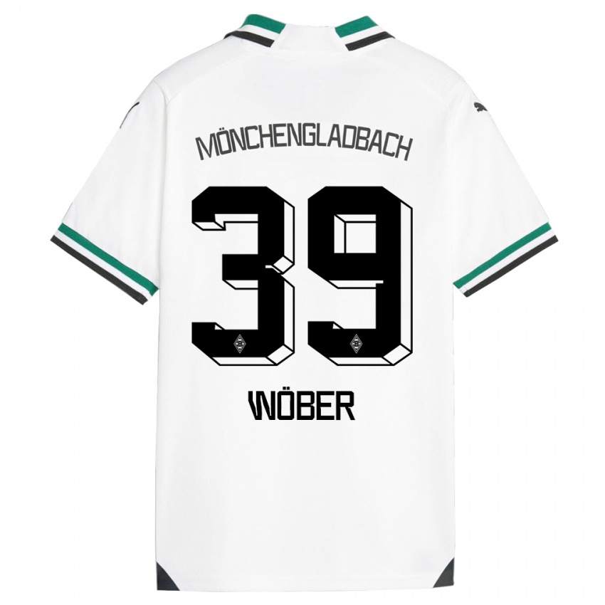 Mulher Camisola Maximilian Wöber #39 Branco Verde Principal 2023/24 Camisa