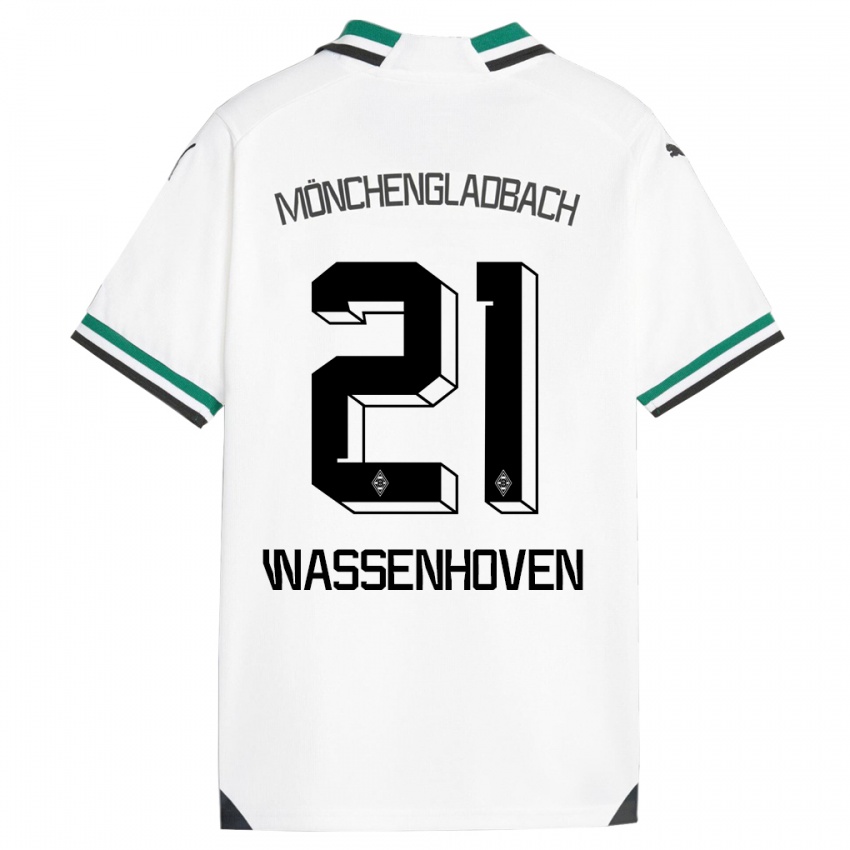 Mulher Camisola Michelle Wassenhoven #21 Branco Verde Principal 2023/24 Camisa