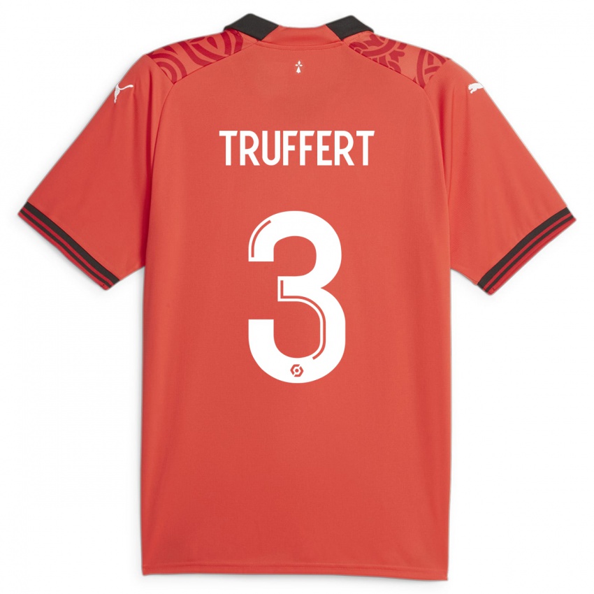 Mulher Camisola Adrien Truffert #3 Vermelho Principal 2023/24 Camisa