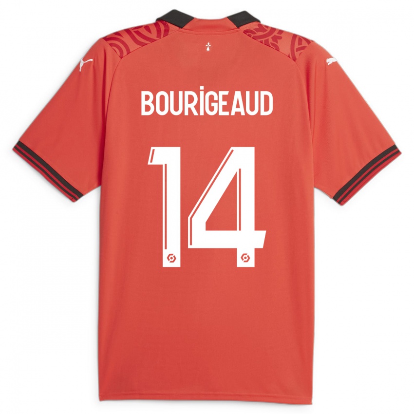 Mulher Camisola Benjamin Bourigeaud #14 Vermelho Principal 2023/24 Camisa