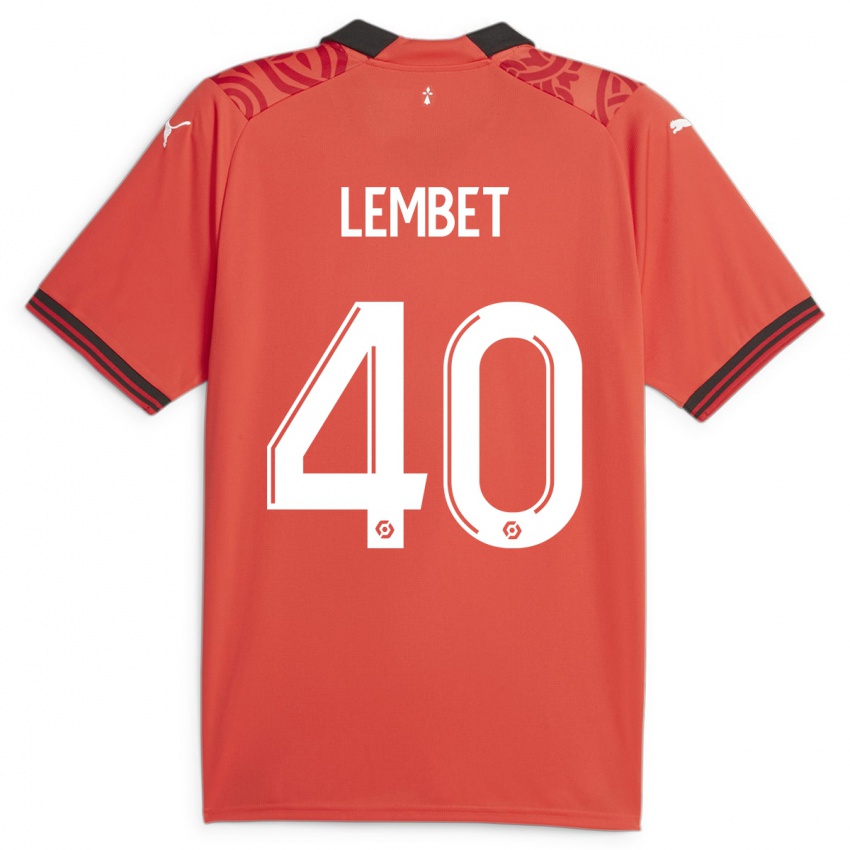 Mulher Camisola Geoffrey Lembet #40 Vermelho Principal 2023/24 Camisa