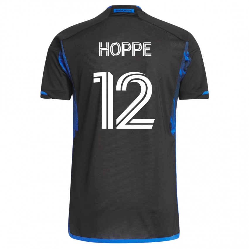 Mulher Camisola Matthew Hoppe #12 Azul Preto Principal 2023/24 Camisa