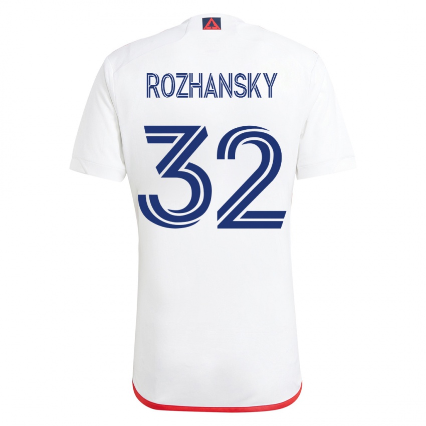 Mulher Camisola Jake Rozhansky #32 Branco Vermelho Alternativa 2023/24 Camisa