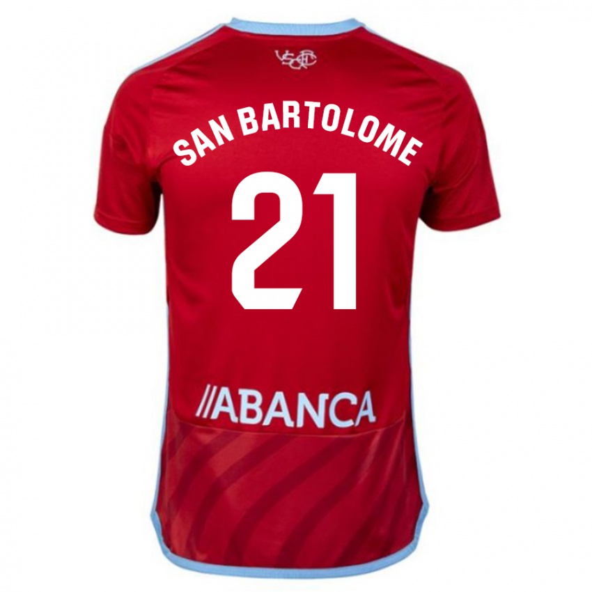 Mulher Camisola Victor San Bartolome #21 Vermelho Alternativa 2023/24 Camisa