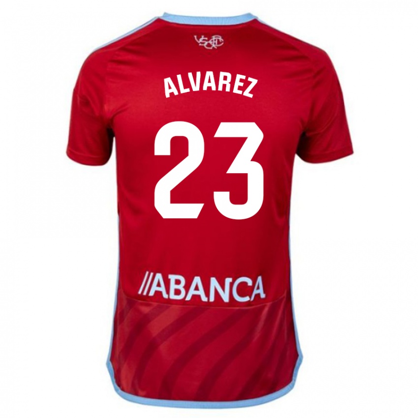 Mulher Camisola Hugo Álvarez #23 Vermelho Alternativa 2023/24 Camisa