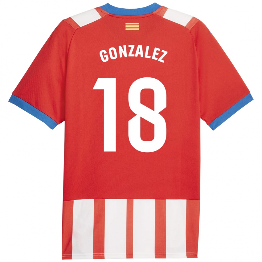Criança Camisola Gerard Gonzalez #18 Vermelho Branco Principal 2023/24 Camisa