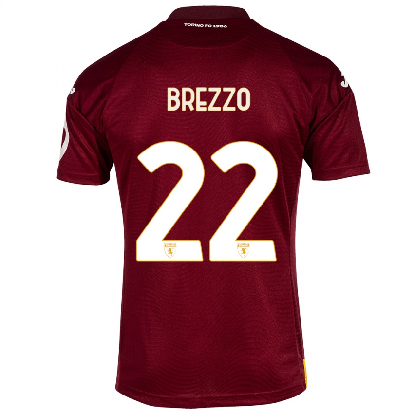 Criança Camisola Matteo Brezzo #22 Vermelho Escuro Principal 2023/24 Camisa