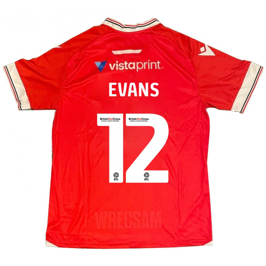 Criança Camisola George Evans #12 Vermelho Principal 2023/24 Camisa