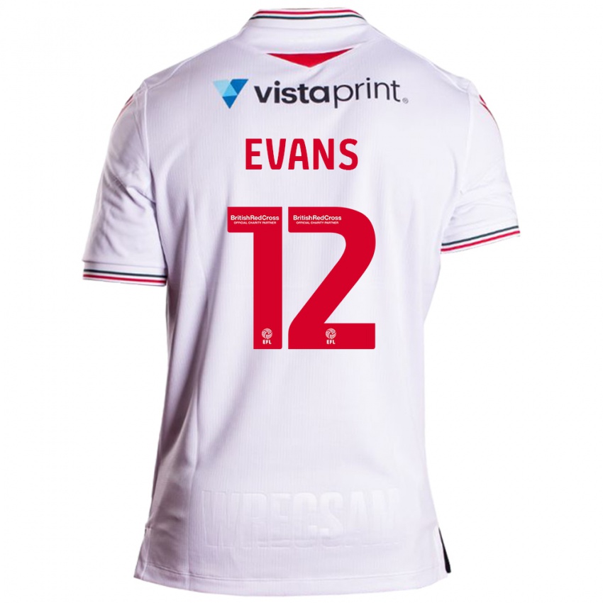 Criança Camisola George Evans #12 Branco Alternativa 2023/24 Camisa