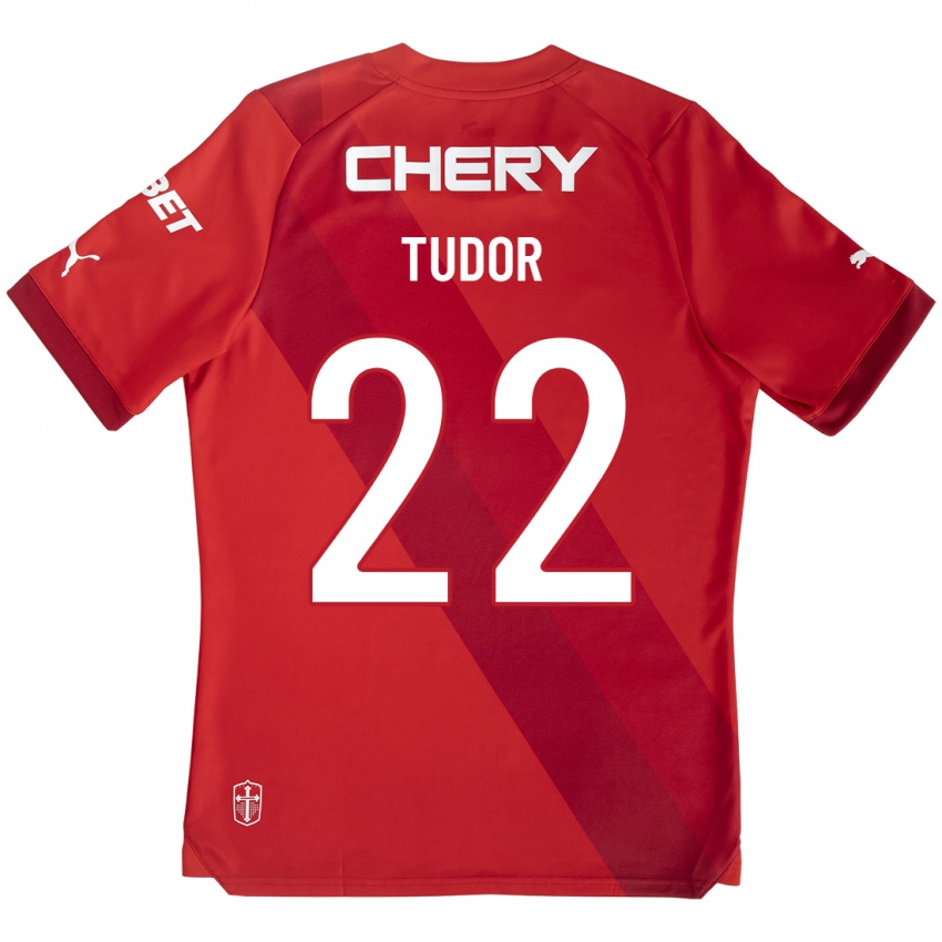 Criança Camisola Milan Tudor #22 Vermelho Alternativa 2023/24 Camisa