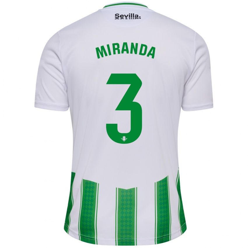 Homem Camisola Juan Miranda #3 Branco Principal 2023/24 Camisa
