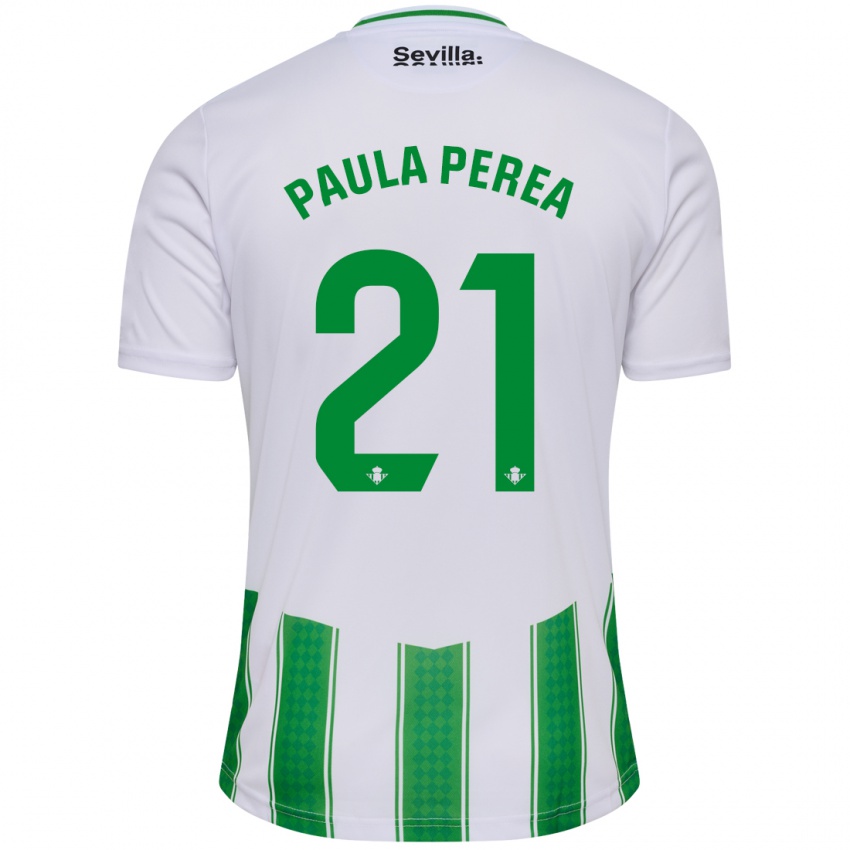 Homem Camisola Paula Perea Ramírez #21 Branco Principal 2023/24 Camisa