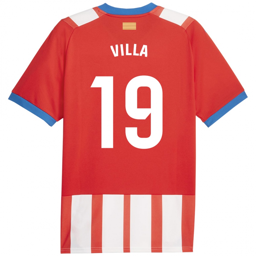 Homem Camisola Toni Villa #19 Vermelho Branco Principal 2023/24 Camisa