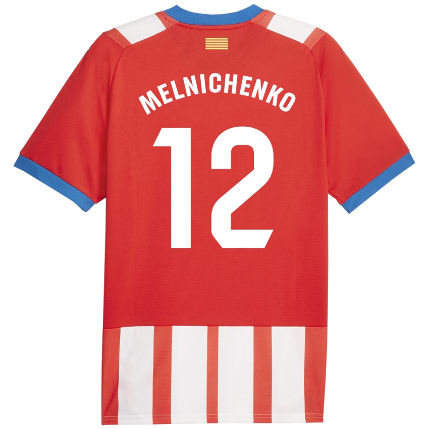 Homem Camisola Dmytro Melnichenko #12 Vermelho Branco Principal 2023/24 Camisa