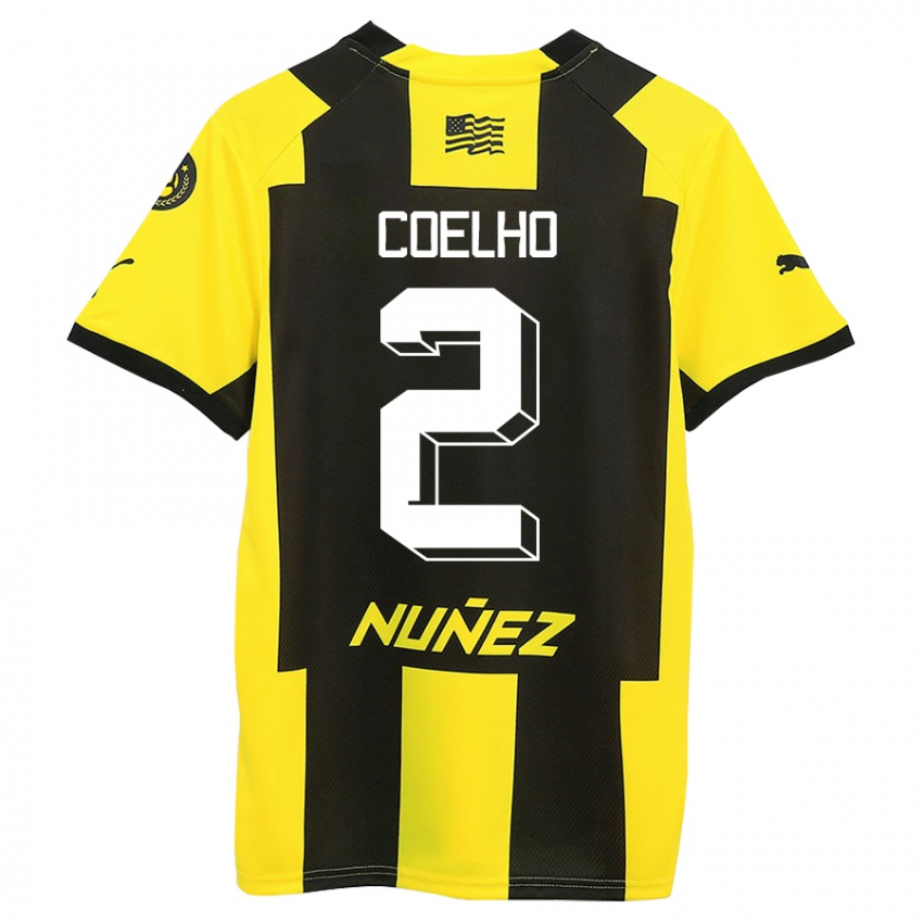 Homem Camisola Léo Coelho #2 Amarelo Preto Principal 2023/24 Camisa