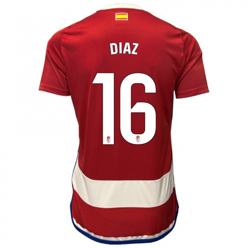 Homem Camisola Víctor Díaz #16 Vermelho Principal 2023/24 Camisa
