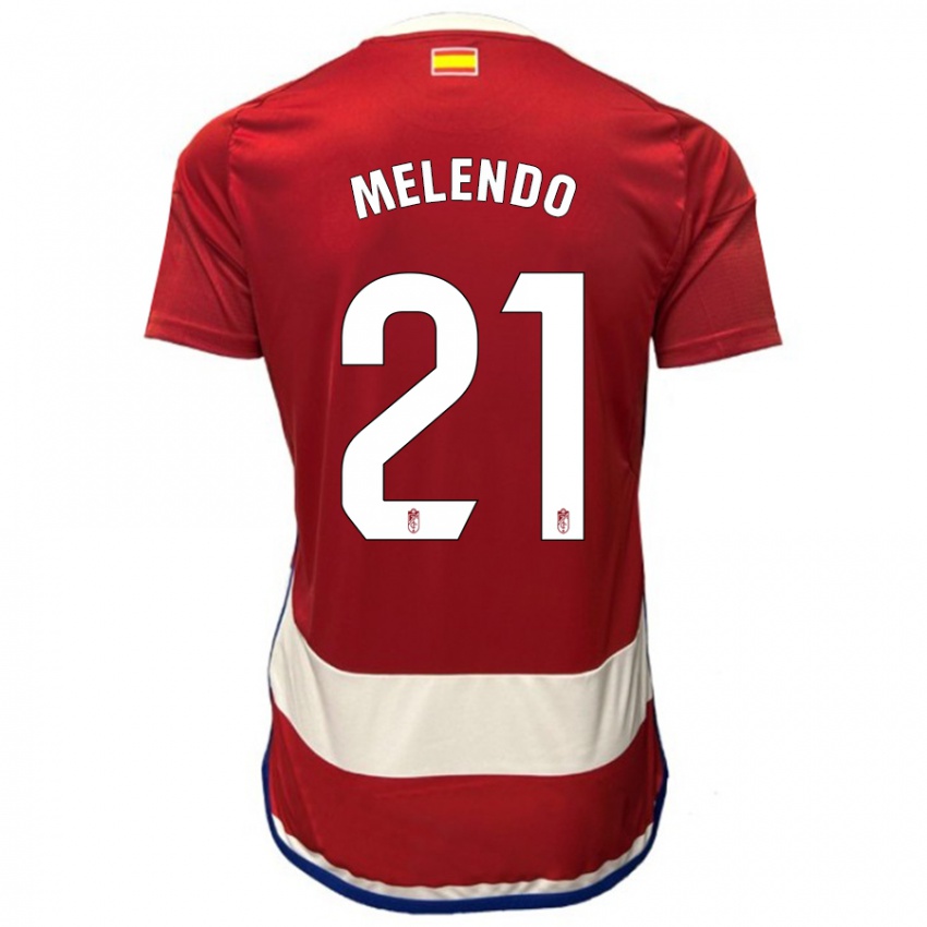 Homem Camisola Óscar Melendo #21 Vermelho Principal 2023/24 Camisa