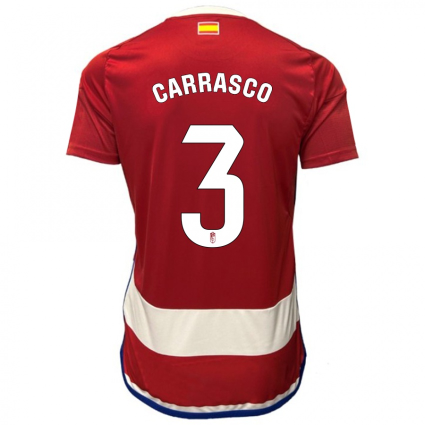Homem Camisola Marta Carrasco #3 Vermelho Principal 2023/24 Camisa