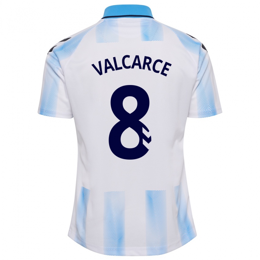 Homem Camisola Alejandro Valcarce #8 Branco Azul Principal 2023/24 Camisa