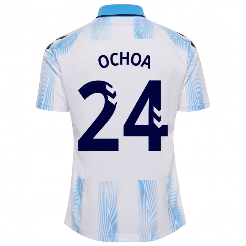 Homem Camisola Aarón Ochoa #24 Branco Azul Principal 2023/24 Camisa