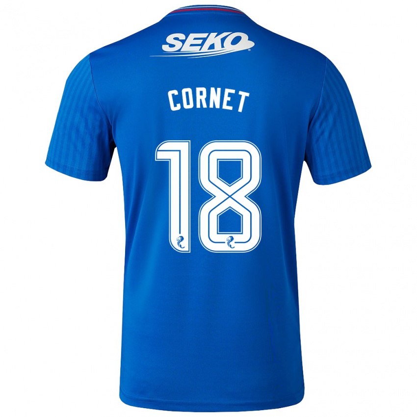 Homem Camisola Chelsea Cornet #18 Azul Principal 2023/24 Camisa