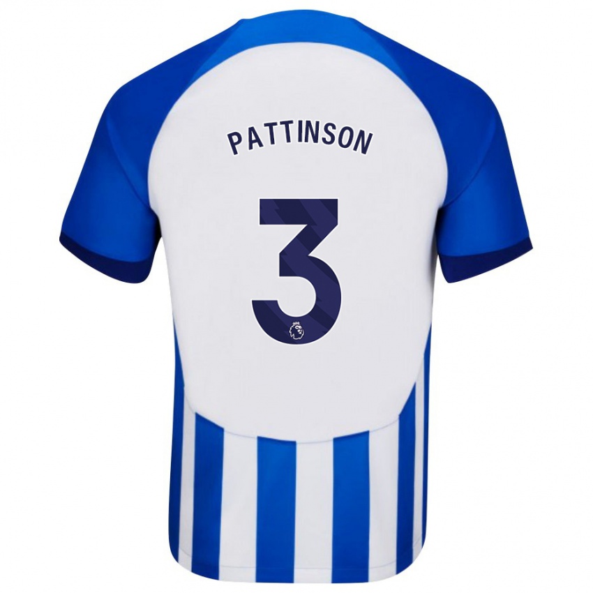 Homem Camisola Poppy Pattinson #3 Azul Principal 2023/24 Camisa