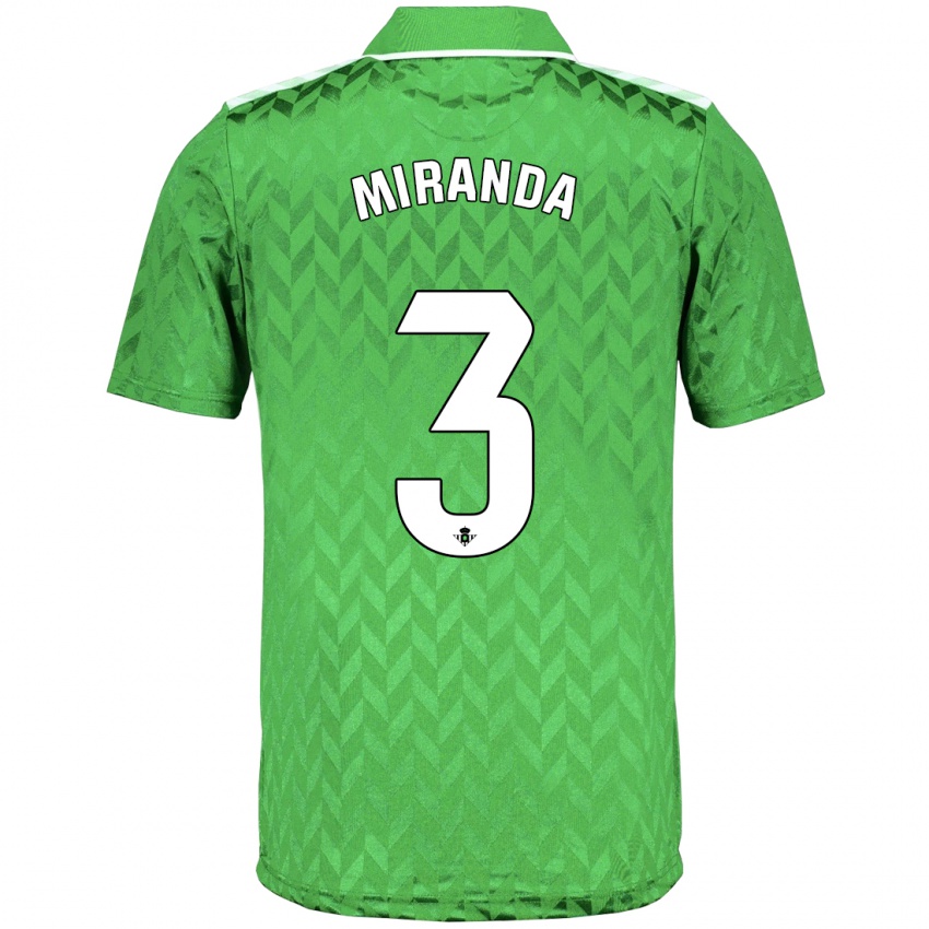 Homem Camisola Juan Miranda #3 Verde Alternativa 2023/24 Camisa