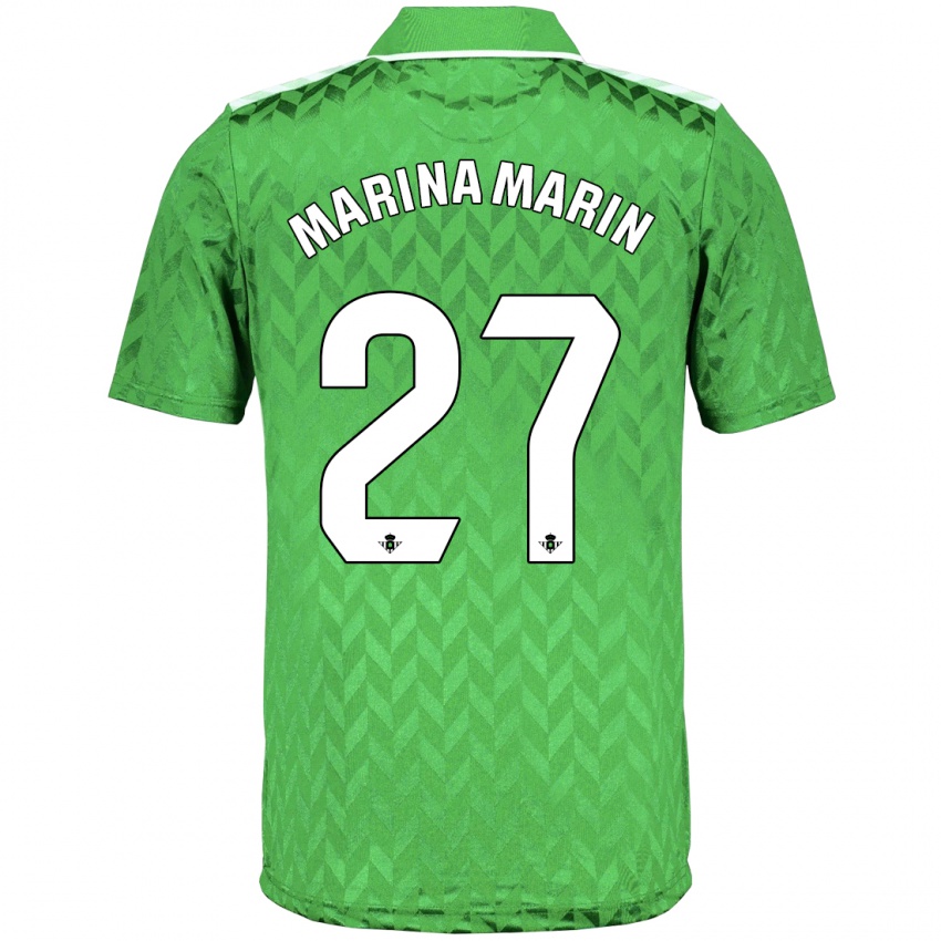 Homem Camisola Marina Marín #27 Verde Alternativa 2023/24 Camisa