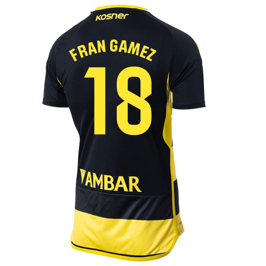 Homem Camisola Fran Gámez #18 Preto Amarelo Alternativa 2023/24 Camisa