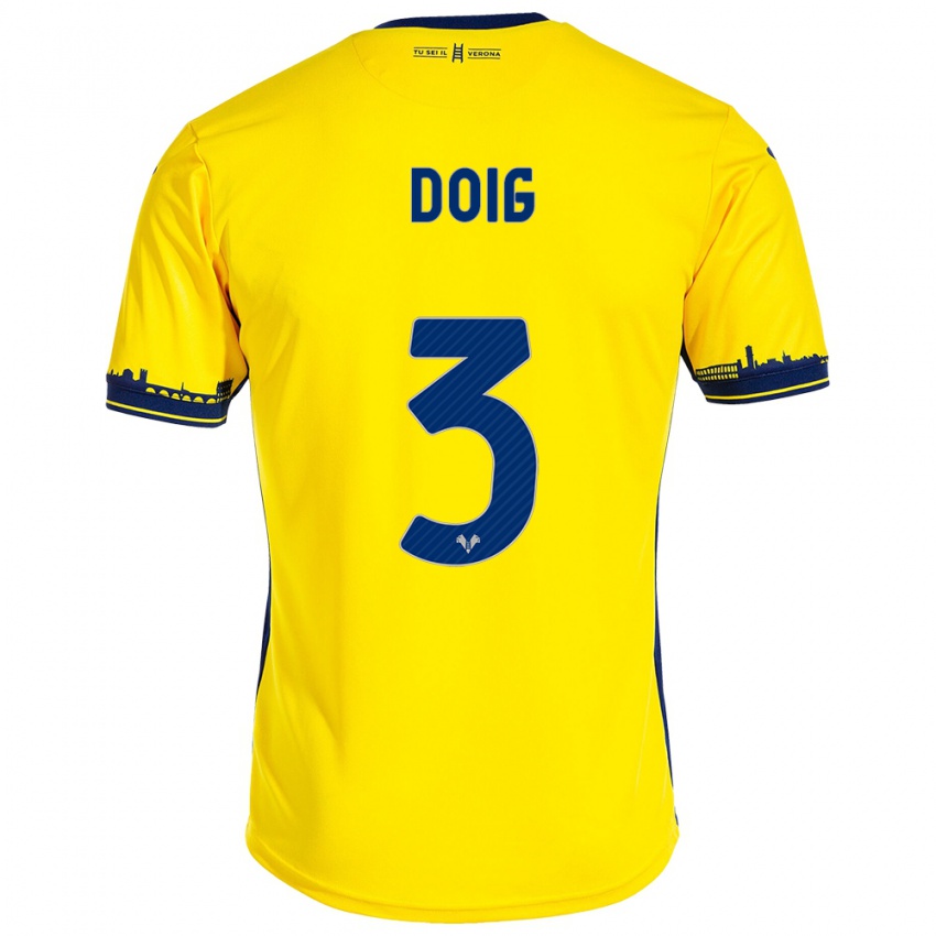 Homem Camisola Josh Doig #3 Amarelo Alternativa 2023/24 Camisa