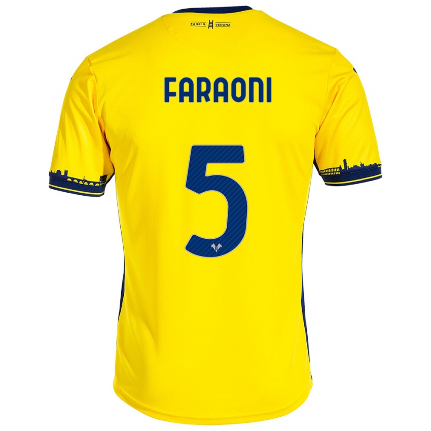 Homem Camisola Davide Faraoni #5 Amarelo Alternativa 2023/24 Camisa