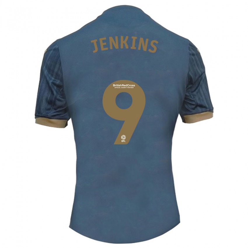 Homem Camisola Nieve Jenkins #9 Azul-Petróleo Escuro Alternativa 2023/24 Camisa