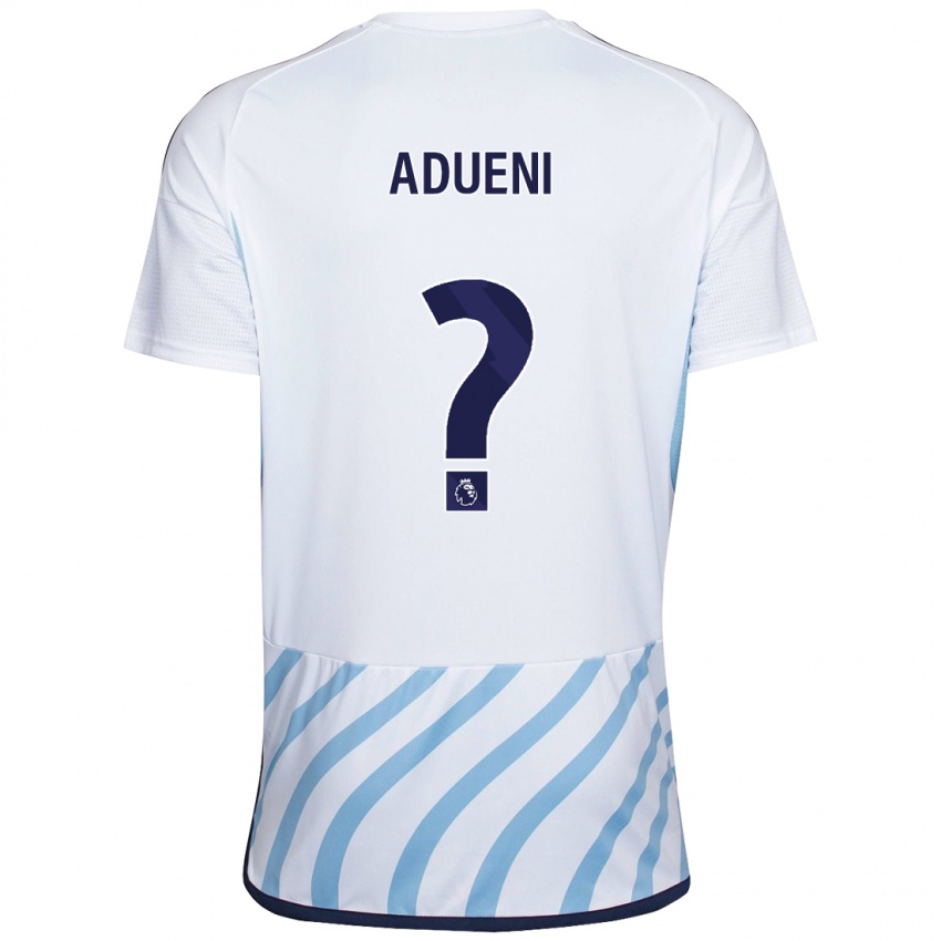 Homem Camisola Kevin Adueni #0 Branco Azul Alternativa 2023/24 Camisa