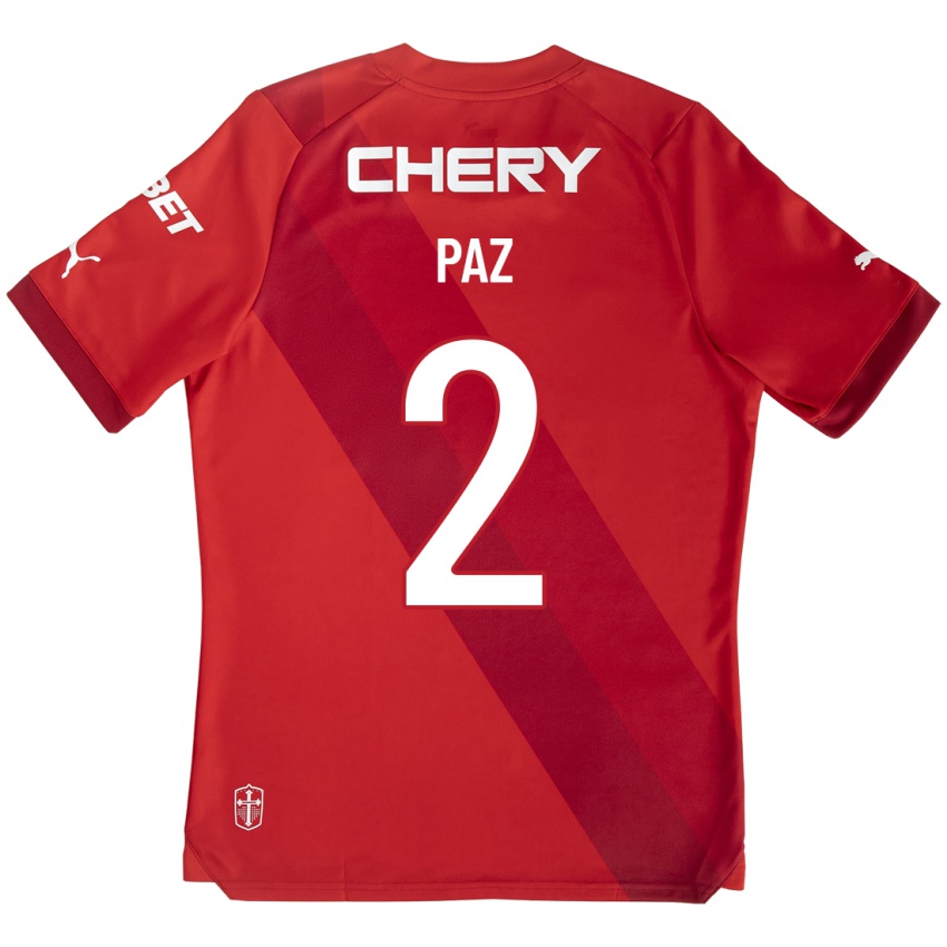 Homem Camisola Nehuen Paz #2 Vermelho Alternativa 2023/24 Camisa