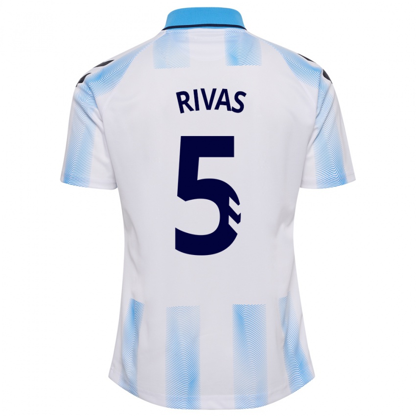 Mulher Camisola Juande Rivas #5 Branco Azul Principal 2023/24 Camisa