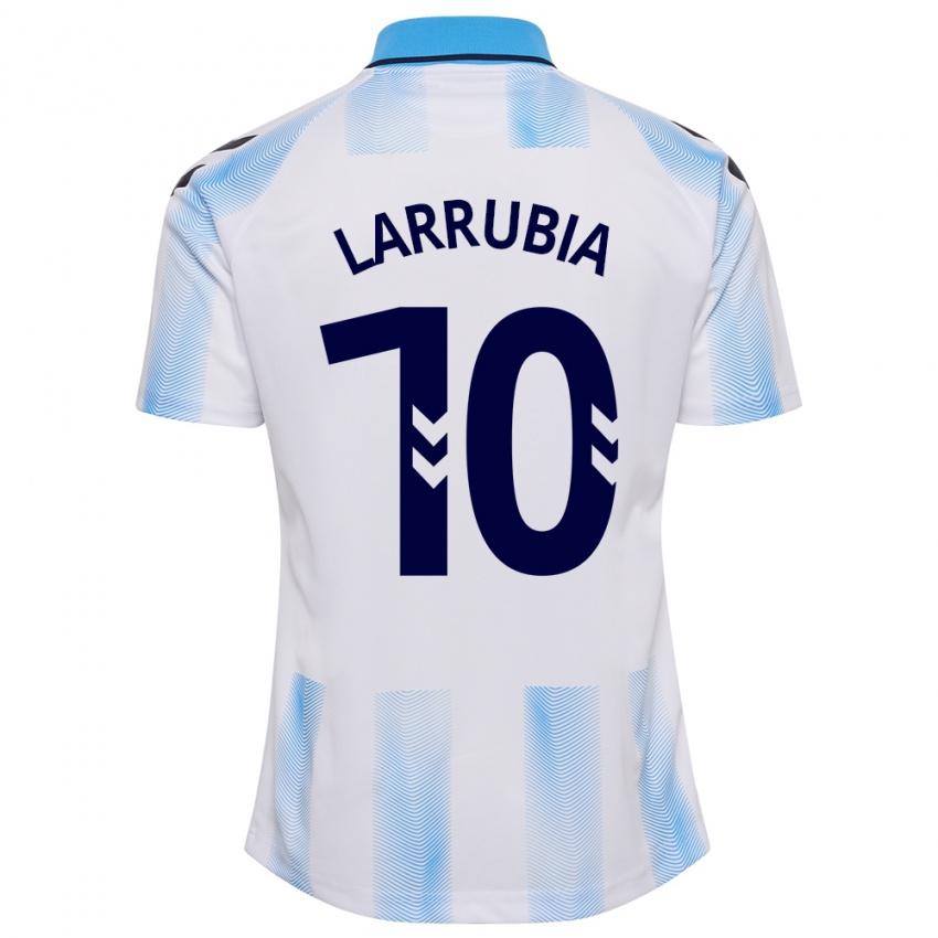 Mulher Camisola David Larrubia #10 Branco Azul Principal 2023/24 Camisa