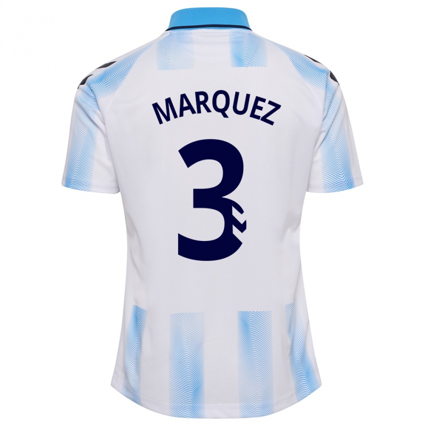 Mulher Camisola David Márquez #3 Branco Azul Principal 2023/24 Camisa