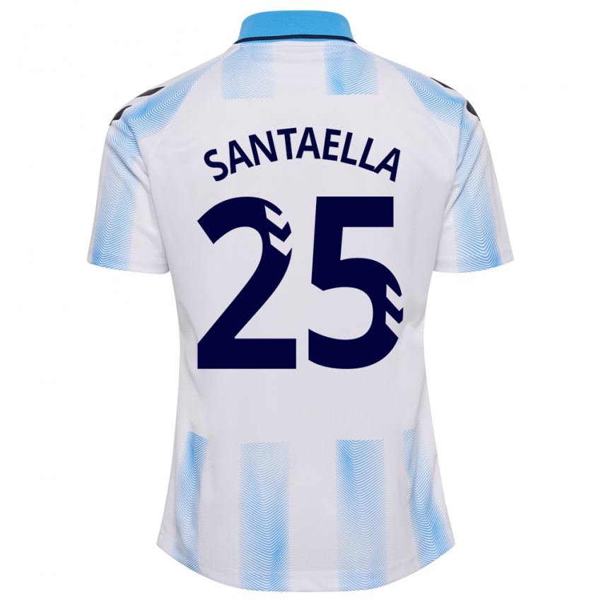 Mulher Camisola Miguel Ángel Santaella #25 Branco Azul Principal 2023/24 Camisa