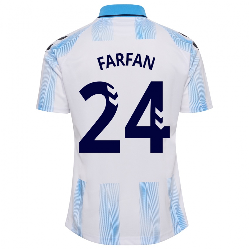Mulher Camisola María Farfán #24 Branco Azul Principal 2023/24 Camisa
