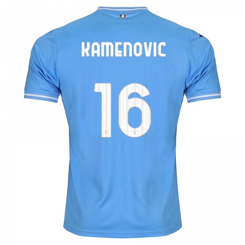 Mulher Camisola Dimitrije Kamenovic #16 Azul Principal 2023/24 Camisa