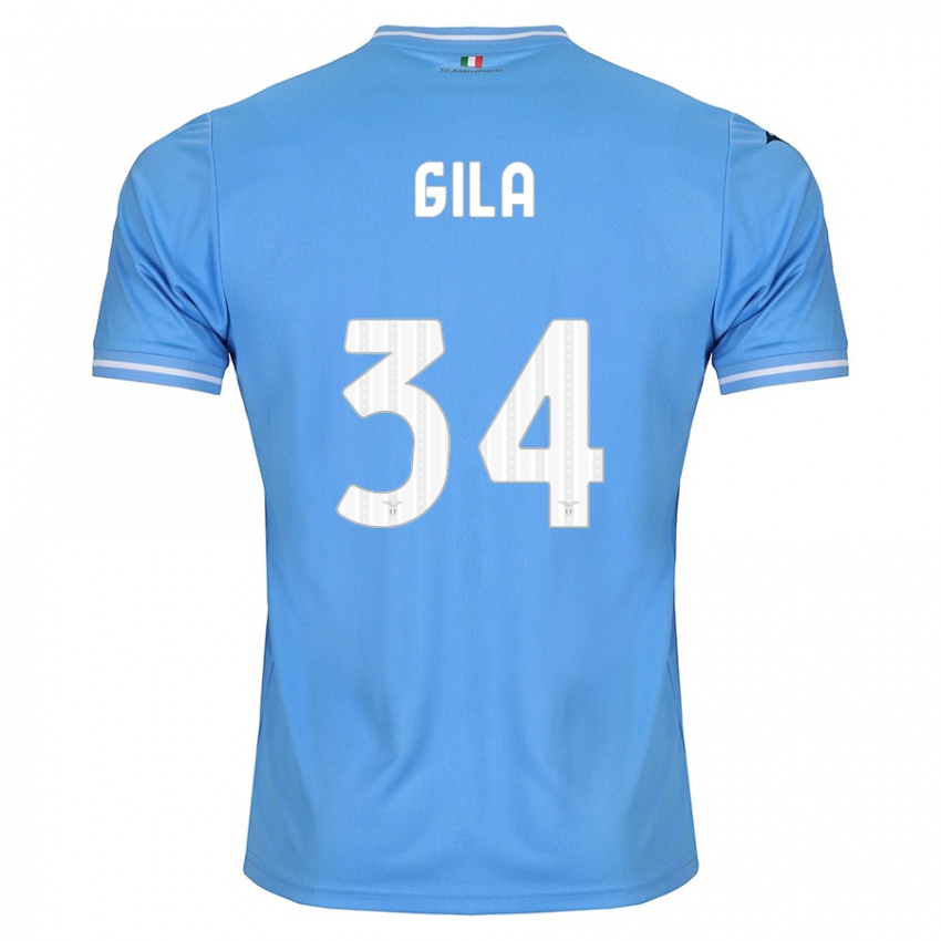 Mulher Camisola Mario Gila #34 Azul Principal 2023/24 Camisa