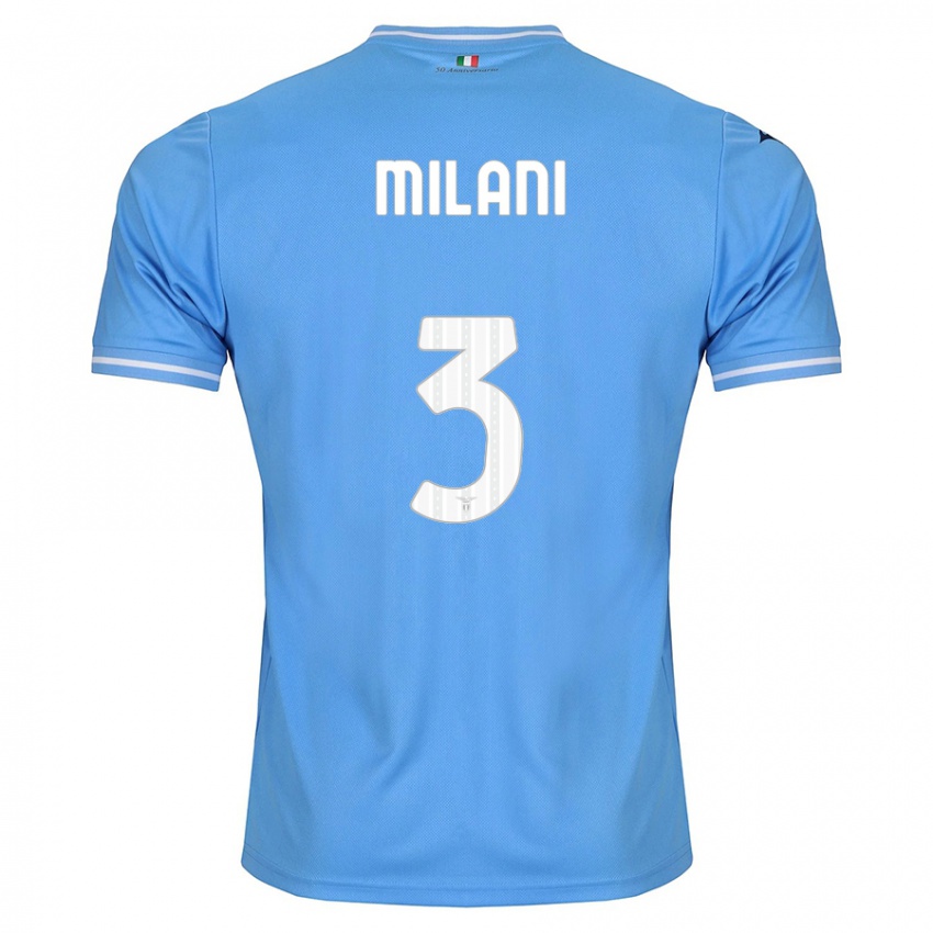 Mulher Camisola Alessandro Milani #3 Azul Principal 2023/24 Camisa
