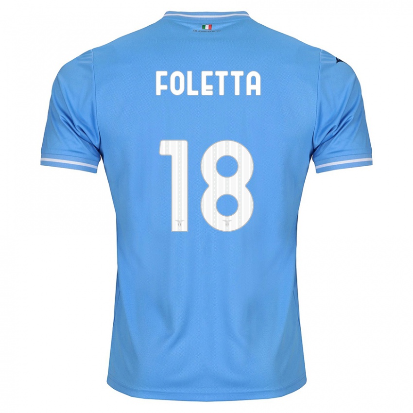 Mulher Camisola Isabella Foletta #18 Azul Principal 2023/24 Camisa
