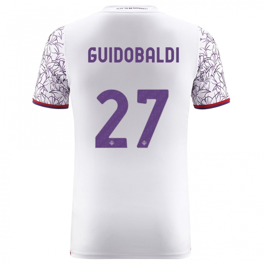 Mulher Camisola Filippo Guidobaldi #27 Branco Alternativa 2023/24 Camisa