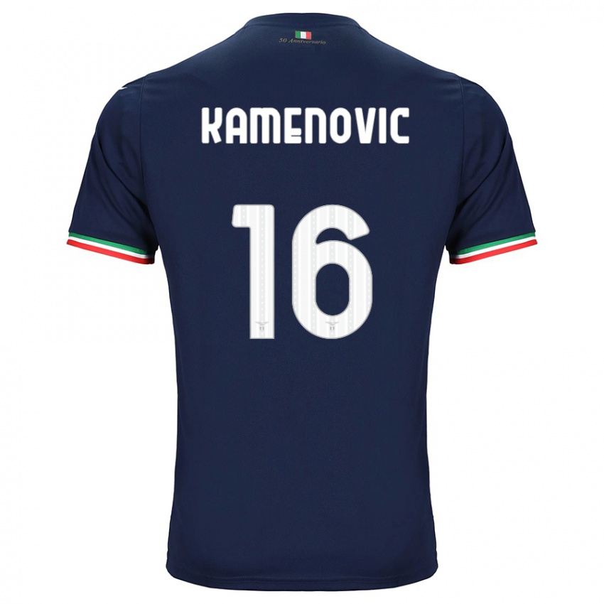 Mulher Camisola Dimitrije Kamenovic #16 Marinha Alternativa 2023/24 Camisa