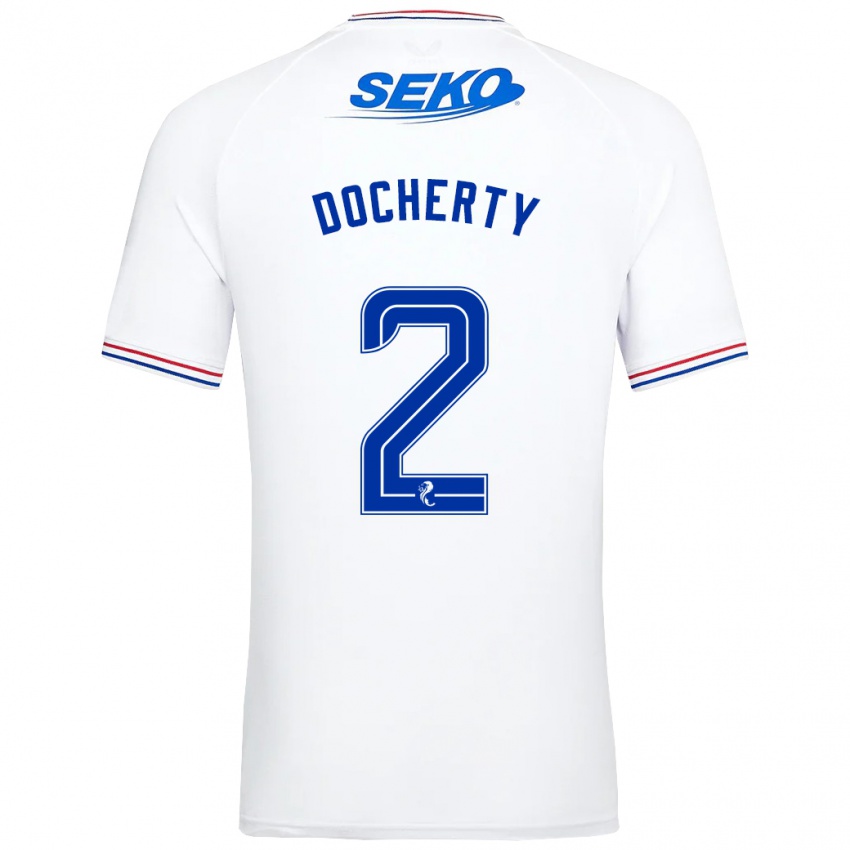 Mulher Camisola Nicola Docherty #2 Branco Alternativa 2023/24 Camisa