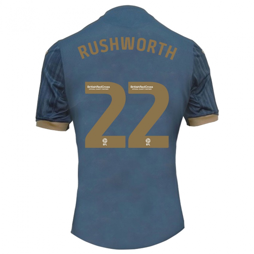 Mulher Camisola Carl Rushworth #22 Azul-Petróleo Escuro Alternativa 2023/24 Camisa