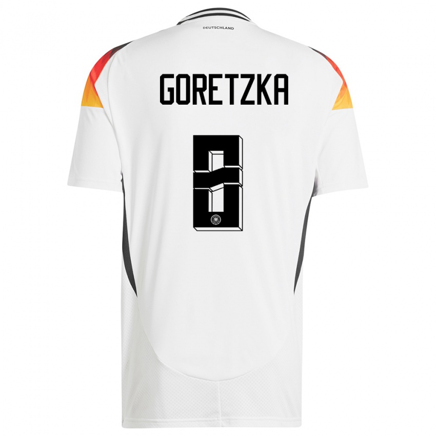 Criança Camisola Alemanha Leon Goretzka #8 Branco Principal 24-26 Camisa
