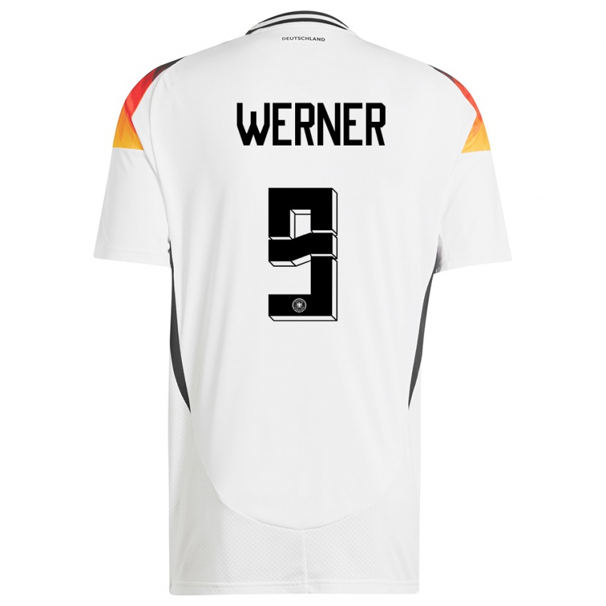Criança Camisola Alemanha Timo Werner #9 Branco Principal 24-26 Camisa