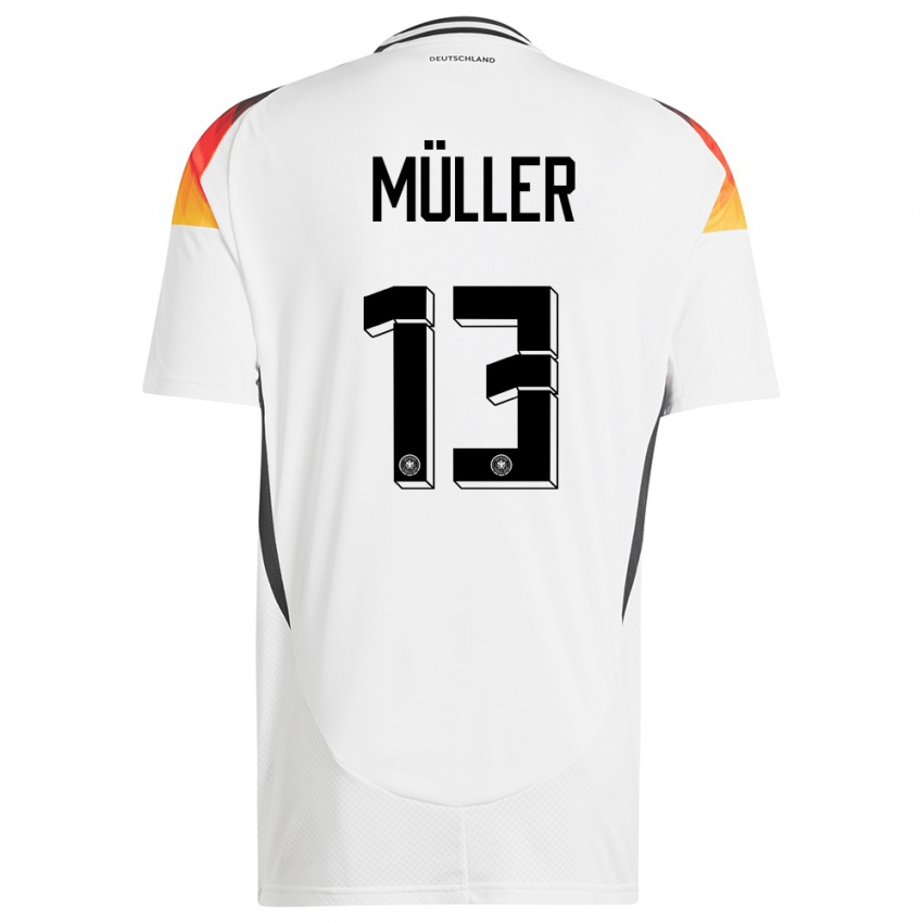Criança Camisola Alemanha Thomas Muller #13 Branco Principal 24-26 Camisa